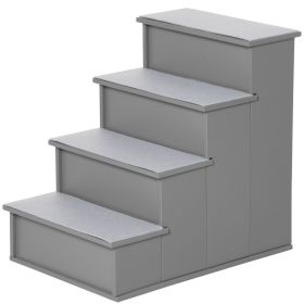 Pet Stairs Small Dog Steps for Couch Bed with Cushioned Cover Grey