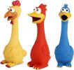 style Rubber Chicken Squeaky Dog Toys for Small, Medium or Large Pet Breeds, Play Fetch, Reduce Separation Anxiety