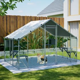 Extra Sturdy 3x2m Outdoor Metal Cat Cage – DIY Solid Wood Platform, Double Safety Lock & Enhanced Stability, Multi-Pet Use, Waterproof Tarp Included