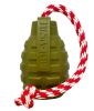 USA-K9 Grenade Shaped Rubber Dog Toy - Chew, Treat Dispenser & Tug Toy | USA - Army Green