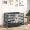 38 Inch Foldable Heavy-Duty Metal Dog Cage with Lockable Rolling Casters and Tray
